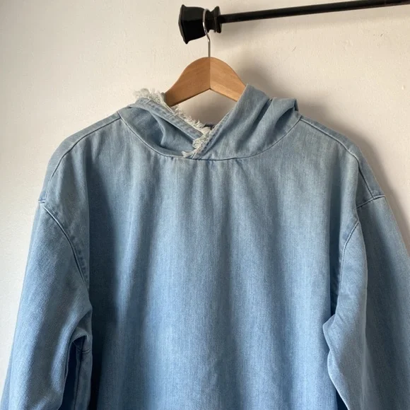Elwood Large Denim Raw Edge Hoodie - Picture 4 of 12